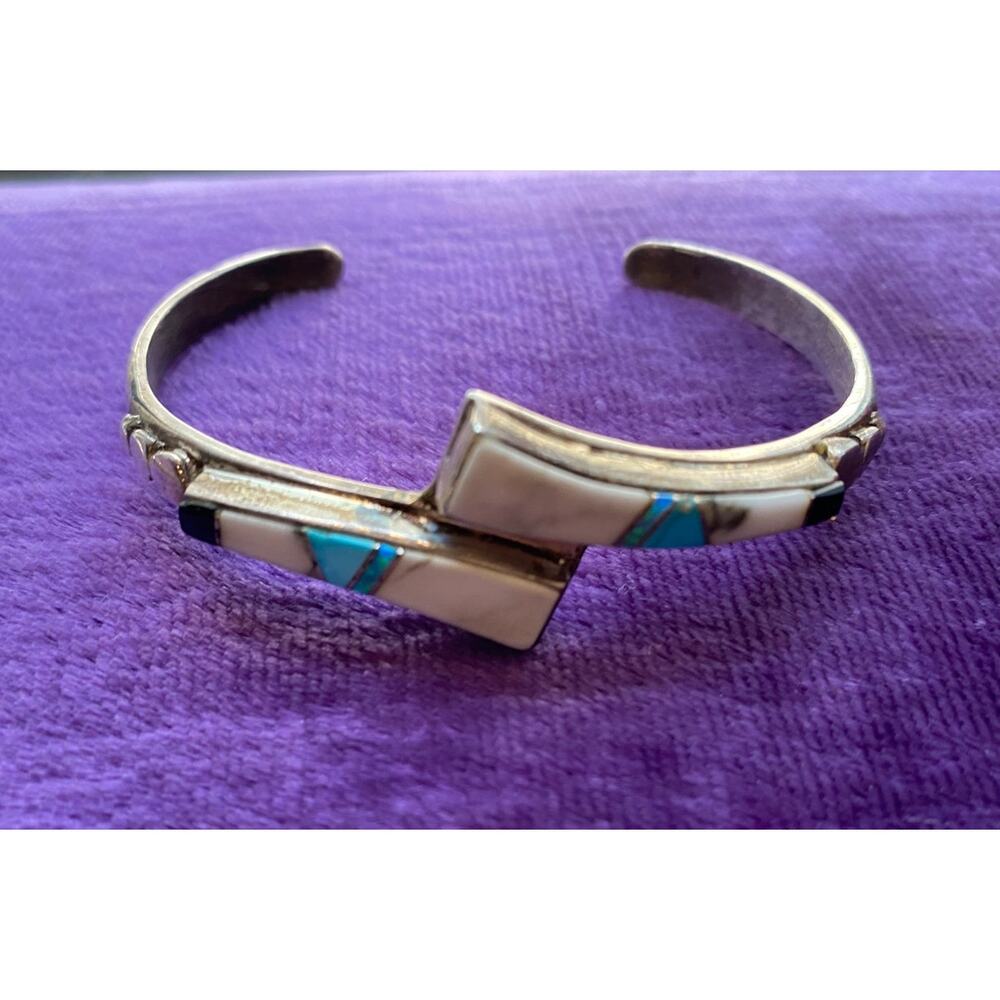 vintage Navajo necklace earring and bracelet sterling native opal turquoise - Picture 5 of 9